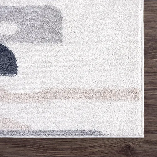 Vista 6 de Abani Rugs - Alfombra de área de línea de pintura neutra contemporánea, de 6 x 9 pies, color crema y gris, alfombra superior resistente a las manchas