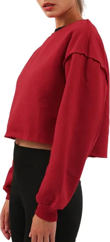 Vista 4 de Amazhiyu - Sudadera corta de manga larga y de vellón para mujer