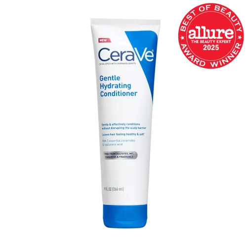 Vista 2 de CeraVe Acondicionador hidratante suave, acondicionador para el cabello con ceramidas, niacinamida y ácido hialurónico, sin sulfatos y seguro