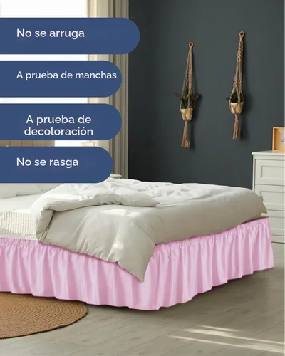 Vista 5 de CGK Falda de cama envolvente – dormitorio universitario – 24 pulgadas 32 - rosa claro