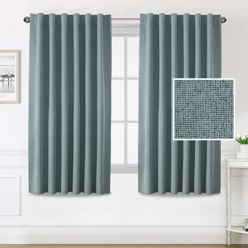 Vista 34 de H.VERSAILTEX Cortinas 100% opacas con aspecto de lino para dormitorio, cortinas de bloqueo de luz con doble cara de lino con pestaña trasera
