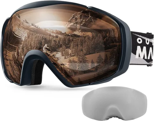 Vista 21 de OutdoorMaster - Gafas de esquí con cubierta, antivaho OTG para nieve/snowboard La cubierta integrada ayuda a proteger la lente, con ajuste OTG