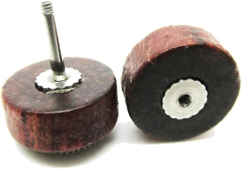 Vista 3 de Pendientes de madera orgánica con diseño de hoja de maceta de metal