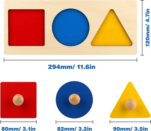 Vista 7 de Rompecabezas Montessori de Múltiples Formas, Primeras Formas, Rompecabezas de Madera con Perilla Jumbo, Rompecabezas de Formas Geométricas
