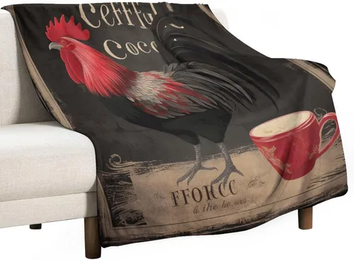 Vista 12 de Manta de microfibra suave y acogedora con diseño de gallo rústico en blanco y negro, suave y acogedora manta de microfibra para sofá, cama, oficina