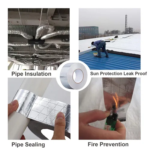 Vista 5 de Cinta de papel de aluminio de fibra de vidrio, cinta reflectante autoadhesiva reforzada HAOT, resistente al aislamiento de aislamiento térmico