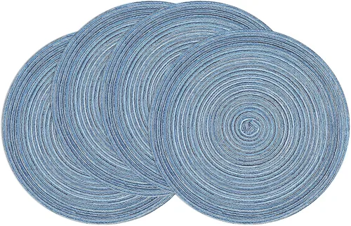 Vista 36 de SHACOS Juego de 4 manteles individuales redondos lavables de 15 pulgadas, de algodón, poliéster, trenzados, para mesa de comedor, boda, decoración