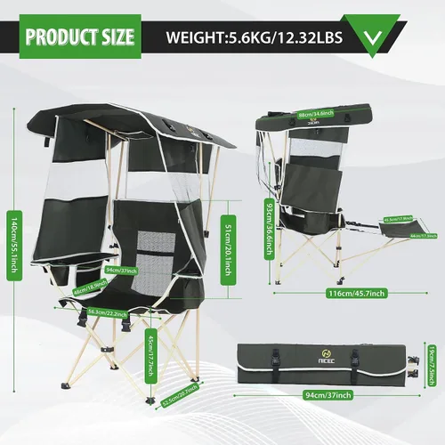 Vista 9 de Nice C Silla con toldo, sillas con sombras, silla plegable con toldo + silla de camping con toldo, silla de playa plegable con sombrilla, sillas