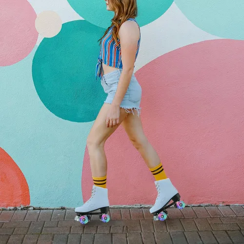 Vista 5 de XUDREZ Patines clásicos de alta calidad para mujeres y niñas, material esmerilado, para principiantes