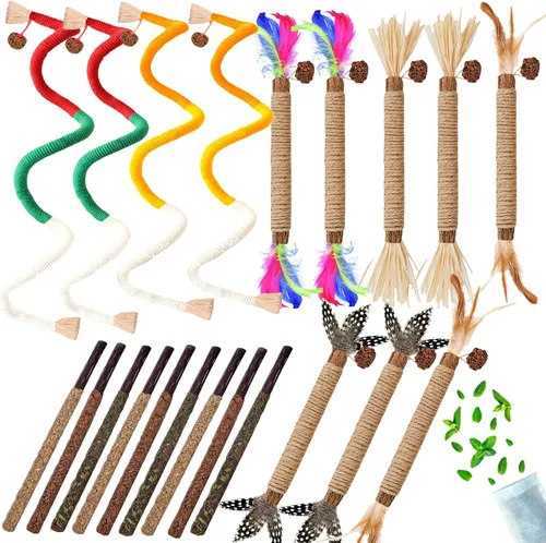 Vista 8 de 10Pcs/50g Cat Toys Kitten Freeze Dried Catnip Cat Grass Teething Stick Treat for Indoor Cats Edible Removal Hairballs Kitten Toys Kitty Chew for