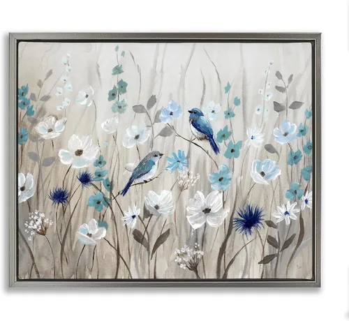 Vista 13 de Birds Floral Meadow Blossoms, 16 x 20 Inch Canvas in Floater Frame Stupell Industries · By Nan · Ready to hang once unboxed · Made in USA