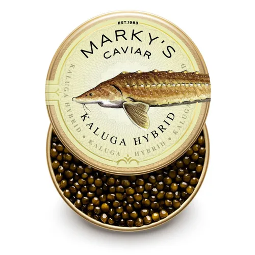 Vista 3 de MARKY'S Juego de regalo de caviar caspio – 1 oz / 28 g (paquete de 3) x Beluga Hybrid Caviar, Privat Stock Almas Osetra, Osetra Royal Amber Caviar