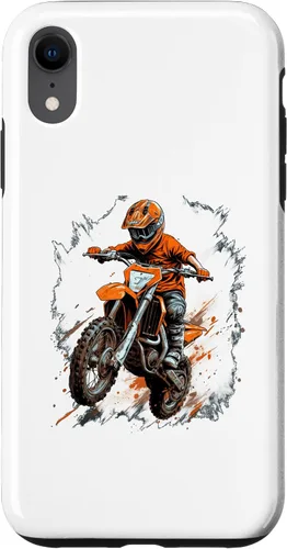 Vista 8 de iPhone 15 moto de motocross coloridas bicicletas para niños caso