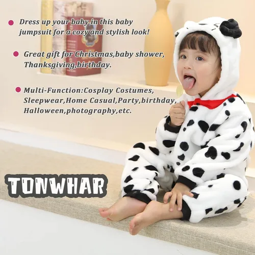 Vista 6 de TONWHAR Disfraz unisex para bebé, pijama de perro de dibujos animados, traje de dinosaurio para niños pequeños