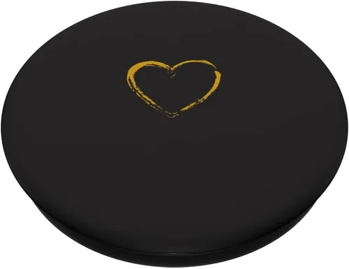 Vista 2 de PopSockets PopGrip estándar de corazón dorado negro