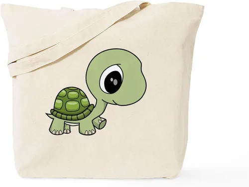 Vista 8 de CafePress Bolso de mano de tortuga para bebé, bolsa de lona natural, bolsa de compras reutilizable