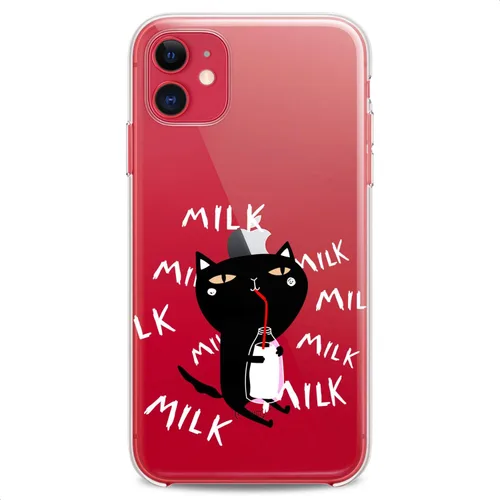 Vista 5 de Funda de TPU compatible con Apple iPhone 11 2019 modelo 6.1 pulgadas Iph 11 negro Baby Cats Kawaii Flexible Silicona Animales Diseño Lindo Felino