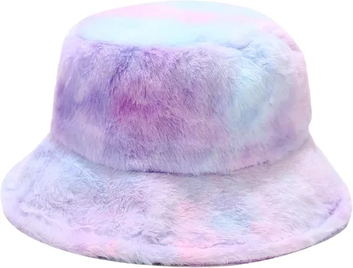 Vista 16 de Sombrero de cubo esponjoso de invierno mullido de piel peluda sombreros de pescador de piel sintética de felpa sombrero cálido para mujer
