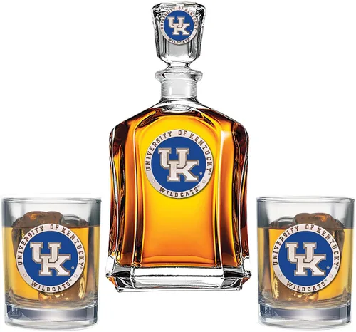 Vista 7 de Heritage Pewter Juego de decantador Appalachian State con 2 vasos combinados, vertedor de 24 onzas con 2 vasos dobles antiguos, vidrio de peltre