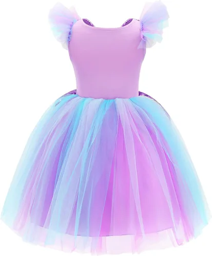 Vista 2 de TYHTYM Tinkerbell - Disfraz de hada verde para niñas pequeñas, disfraz de Halloween con alas de mariposa