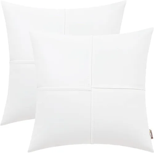 Vista 24 de BRAWARM Fundas de almohada de cuero sintético de 16 x 16 pulgadas, paquete de 2 fundas de almohada de cuero rojo profundo, fundas de almohada