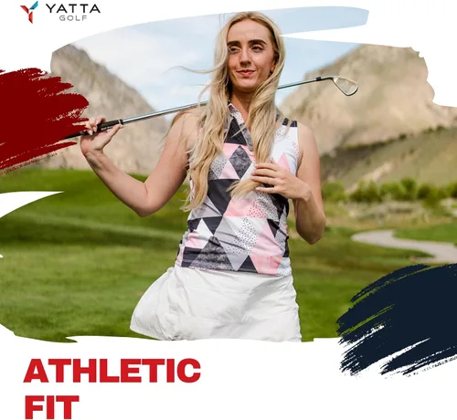 Vista 25 de YATTA GOLF Polo de golf sin mangas para mujer, absorbe la humedad, cuello en V, para golf, entrenamiento, golf