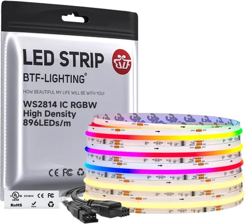 Vista 12 de BTF-LIGHTING Tira LED FCOB COB WS2814 IC RGBW 6000K Flexible de Alta Densidad con Efecto de Persecución de Color Uniforme 3m DC24V 896LED/m 16IC/m