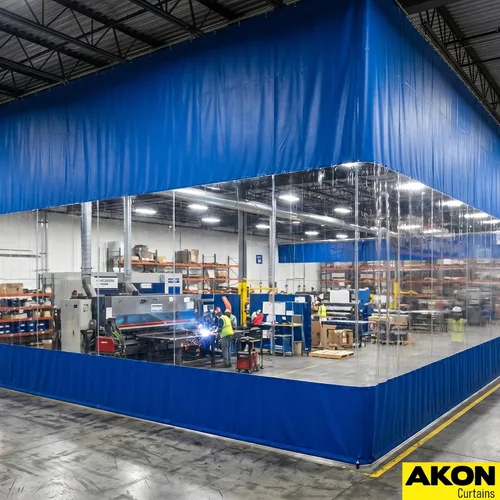 Vista 8 de AKON - Cortinas divisoras industriales con riel, paneles de vinilo