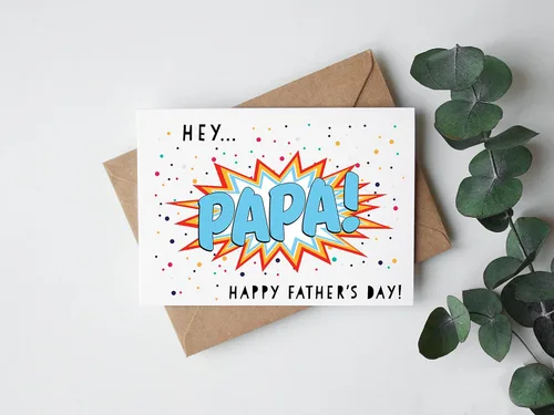 Vista 2 de Tarjeta de feliz día del padre - Hey Papa - Perfecto para el día del padre - Tarjeta divertida del día del padre - Regalo para papá - Tarjeta