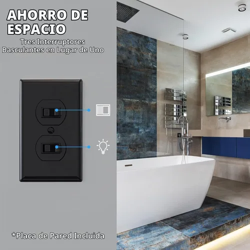 Vista 7 de ELEGRP Interruptor de luz de palanca doble, interruptor de luz doble de dos polos individuales, 15 A, 120 V, encendido/apagado en la pared, conexión
