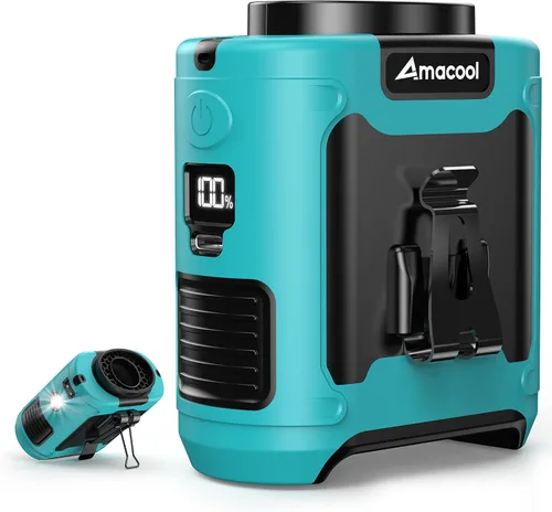 Vista 8 de AMACOOL Mini ventilador de cintura portátil con clip, 13,000 rpm, 4 velocidades, ventilador de cuello personal, hasta 24 horas de duración