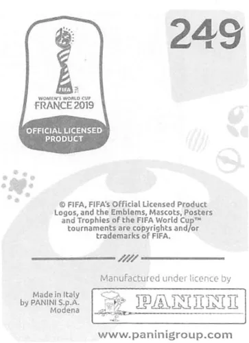 Vista 2 de 2019 Panini FIFA Women's World Cup France Album Stickers (Individual Sticker Only) Soccer #249 Khadija Shaw Jamaica 2 Inch by 2 1/2 Inch Collectible