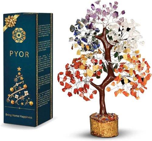 Vista 12 de PYOR Árbol de la vida de cristal de 7 chakras para decoración de oficina, cristales y piedras, regalos de inauguración de la casa para mujeres