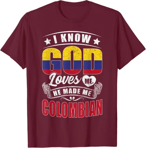 Vista 8 de Camiseta Colombia Flag God Loves Me Funny Colombians, Negro