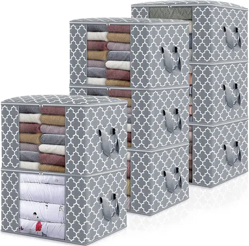 Vista 24 de ISELIFE Bolsas de Almacenamiento 100L Paquete de 2 Bolsas Grandes para Mantas y Ropa, Contenedores de Organización y Almacenamiento para Ropa