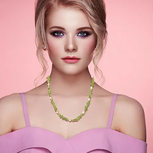 Vista 3 de BWY 99 Collar para mujer, collar de hebra con conexión ajustable, gargantilla para mujer, elegante joyería chapada para cualquier ocasión, idea