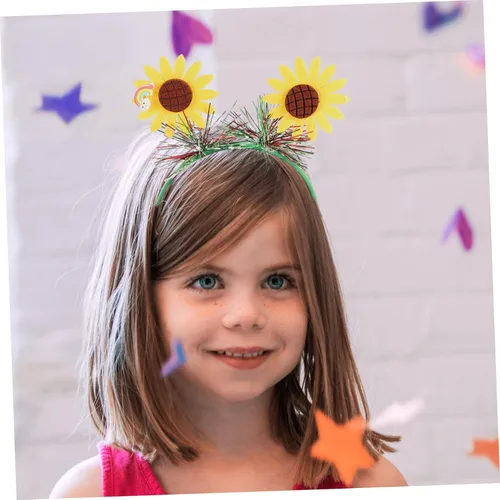 Vista 6 de KJHBV Diadema de girasol para niñas, accesorios para el cabello, guirnalda de decoración para niñas, accesorios de decoración para el cabello
