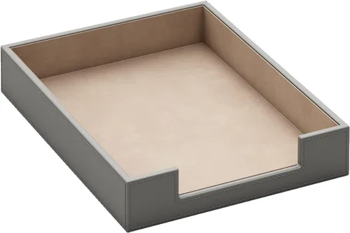 Vista 7 de Bandeja de cartas de cuero, organizador de escritorio elegante THIPOTEN para suministros de oficina, correo, papel, archivo, revista, organización