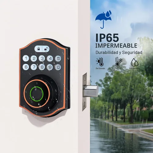 Vista 7 de Cerradura inteligente de puerta de huellas dactilares, cerrojo de entrada sin llave con teclado electrónico, control de aplicación Bluetooth