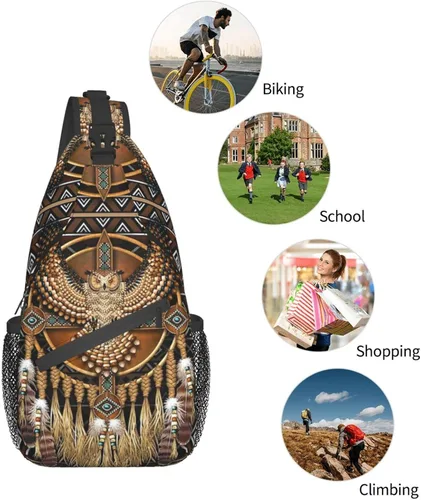 Vista 7 de Linda bolsa bandolera de estilo nativo americano, bolsa cruzada en el pecho, mochila casual india para mujeres y hombres