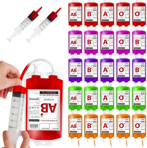 Vista 8 de Paquete de 12 bolsas de sangre de Halloween para bebidas, bolsas