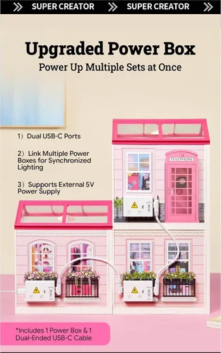 Vista 8 de Rolife Super Creator - Kit de casa de plástico en miniatura, juego de construcción de modelos de micro ladrillos para adultos, juguetes