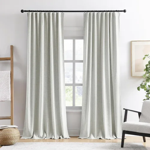 Vista 30 de RAIN CITY 2 paneles de cortinas extra anchas de 96 pulgadas de largo, de Beige