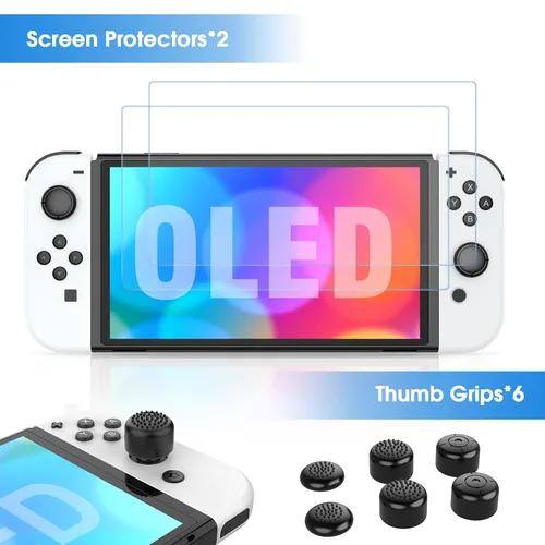 Vista 5 de 27 in 1 Switch OLED Accessories Bundle for Switch OLED Model Upgraded 2023, OLED Carrying Storage Case, Dockable OLED Protective Case, OLED Screen