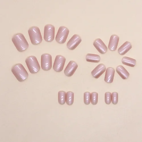 Vista 3 de Uñas postizas cuadradas a presión, uñas postizas cortas de cobertura completa, uñas postizas aurora, uñas acrílicas brillantes con pegamento, uñas 2