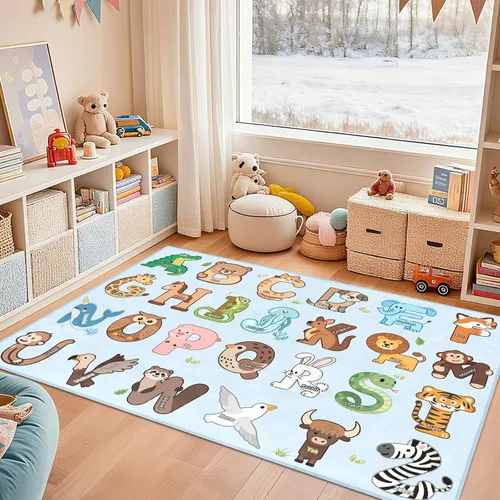Vista 5 de Alfombras infantiles para sala de juegos, alfombra ABC de 2.5 x 4 pies para niños pequeños, alfombra de aprendizaje educativo, alfombra