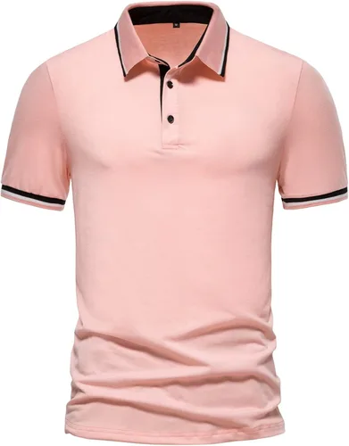 Vista 2 de ZDFER - Polo de manga corta con solapa ajustada para hombre, estilo casual, polos de golf, deportes de verano, camisetas de algodón absorbente
