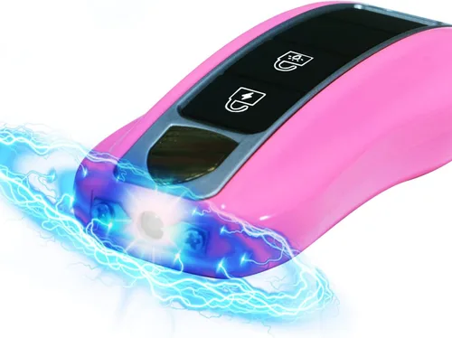 Vista 3 de Mini pistola aturdidora con linterna LED y correa de muñeca - Diseño único de llavero