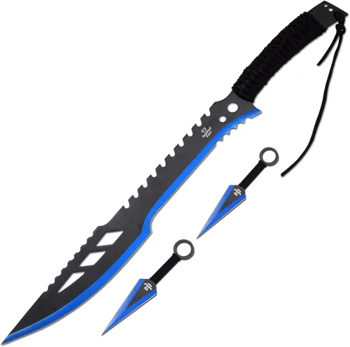 Vista 2 de Snake Eye Tactical Ninja Fantasy Sword y Kunai - Juego de cuchillos para lanzar incluye funda de nailon