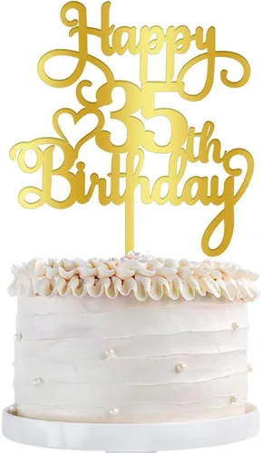 Vista 10 de Decoración de pastel de cumpleaños número 14, decoración acrílica dorada de doble cara, para decoración de pastel de feliz cumpleaños 14, decoración